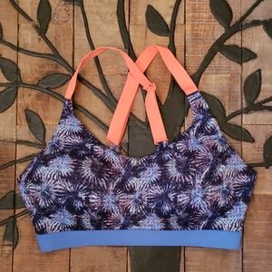 Victoria's Secret Victoria Sport Size 32 D blue topical orange straps
